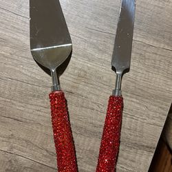 Red Sparkly Cake Cutting Set