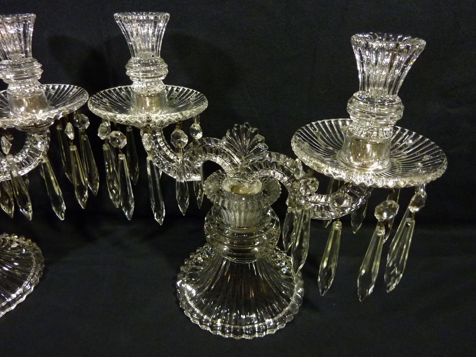 Vintage Candelabra Heisey Candle Holders Glass Prisms