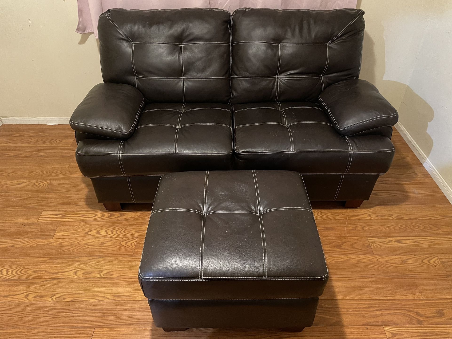 Brown Leather Loveseat and Ottoman,All Products : American Fashion Style Bags On Sale