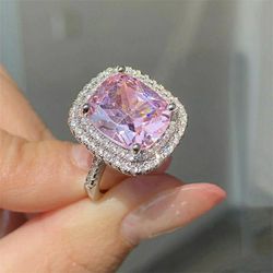 Pink Crystal Stone Engagement Ring Sz 6/7