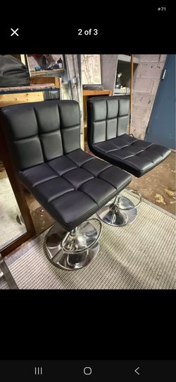 Black Faux Leather Bar Stools Set of 2
