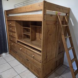 Loft bunk desk dresser trundle bed