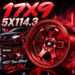 🔥 17X9 MST Time Attack Ruby Red Wheels 🔥