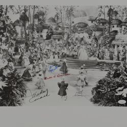 	 "The Wizard of Oz" 16x18.5 Photo Cast-Signed By (4) with Mickey Carroll, Jerry Maren, Karl Slover & Ruth Duccini (JSA)
