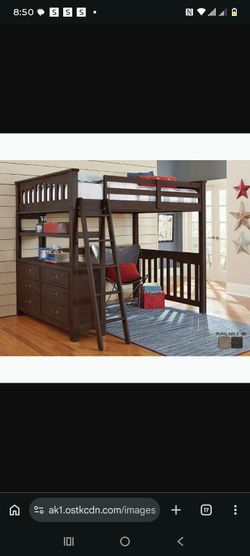 Hillsdale Highlands Full sized loft with desk and drawers made with real pine