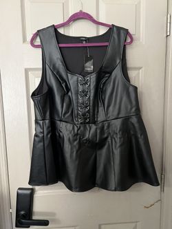 Torrid Black Fake Leather Shirt