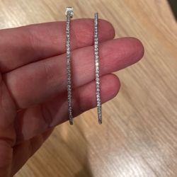 Silver Diamond Hoops 