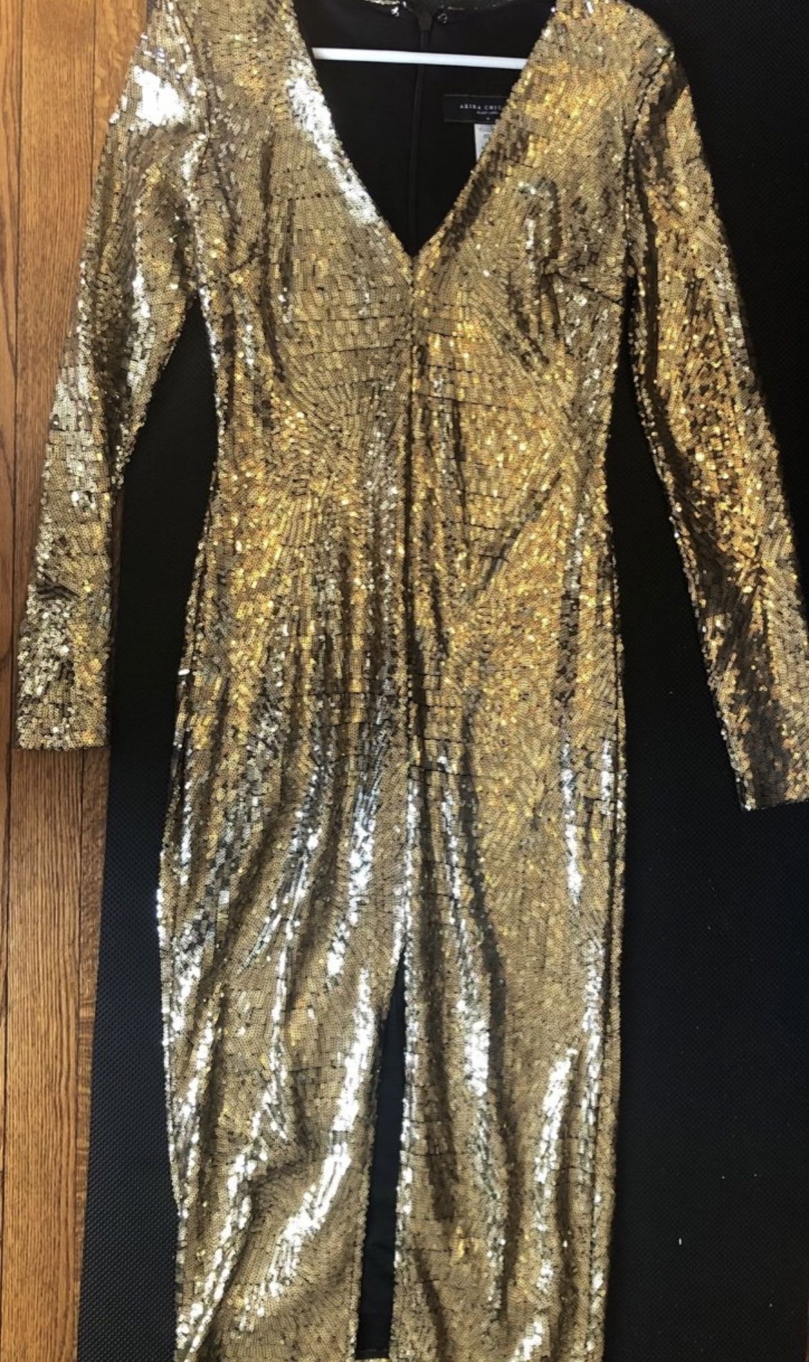 Akira Gold Sequin Midi Dress