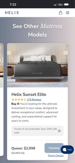 HELIX Elite Sunset Queen Mattress + Kikoo Cartridge Topper