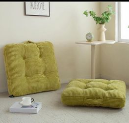 2-Pack Floor Pillow Cushions 22x22 Corduroy Meditation Seat Pads – Light Green