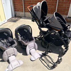 Double Stroller Contours Curve  W/car seats 