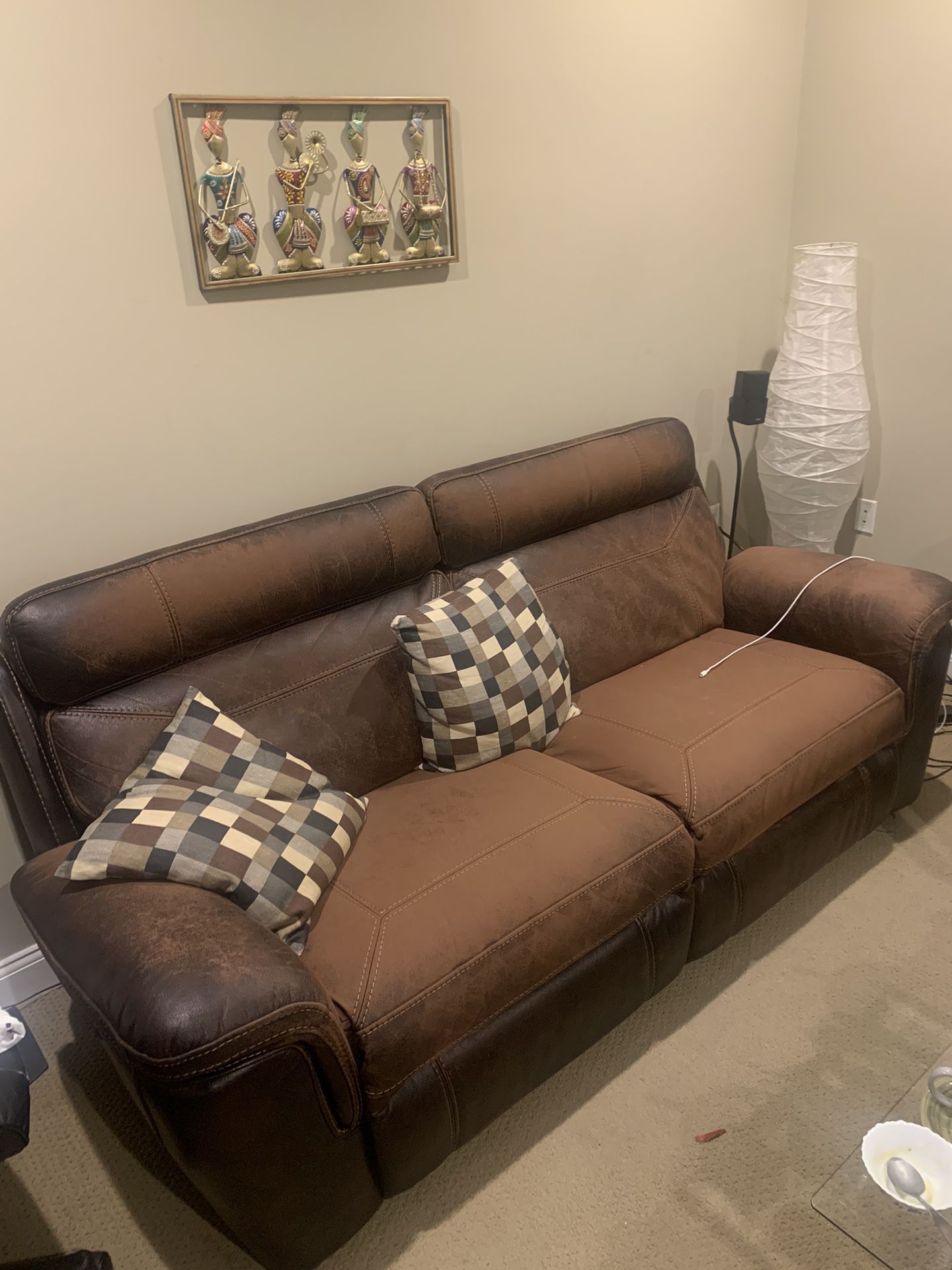 Leather Power Reclining Couch For Sale 