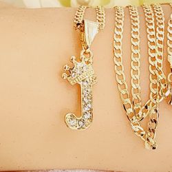 14k Gold Plated J Initial Necklace 