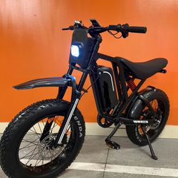 New - 52V1500W Electric E-Moto Dirt E-Bike, 37mph 20x4.0 Kenda Fat Tire, 25ah Battery