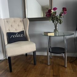 Glass Side Table And Chair $80