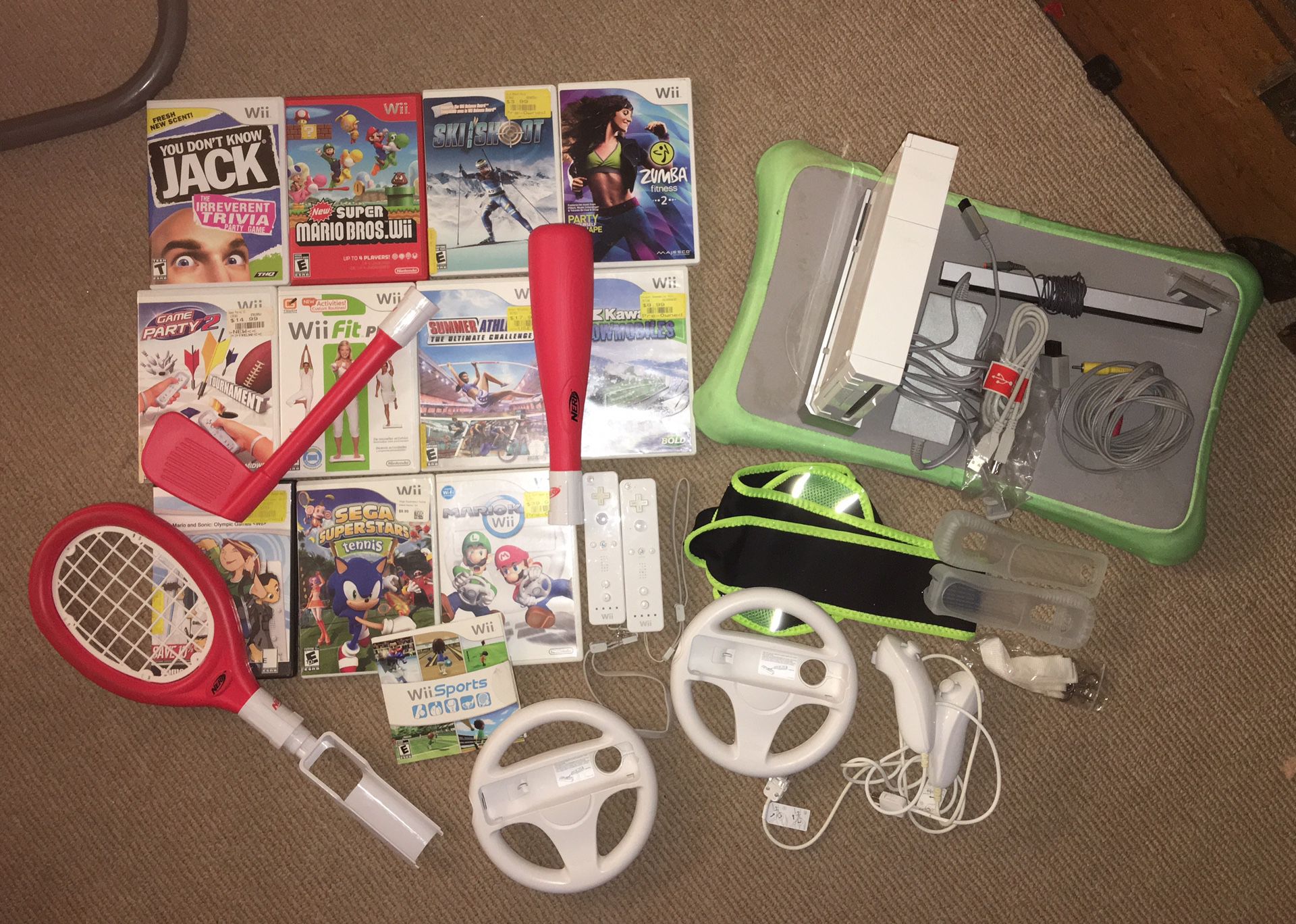Nintendo Wii, balance board, accessories and games