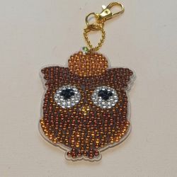 Blingy Pumpkin Head Owl Keychain