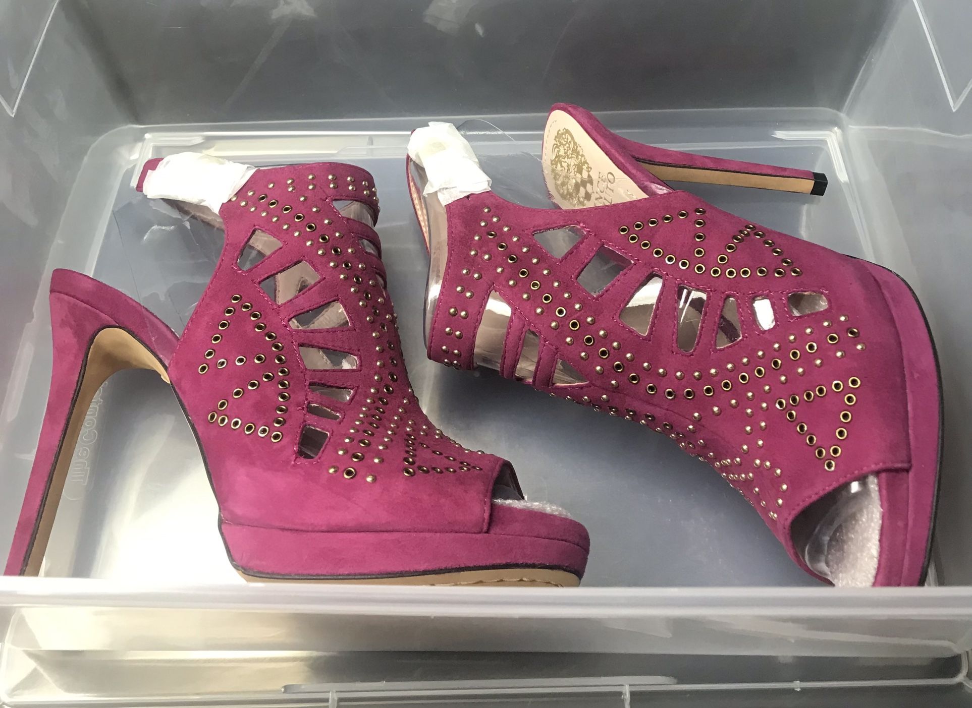 Size 7 - Vince Camuto Women’s Platform Shoes Heels Pink Suede Brand New