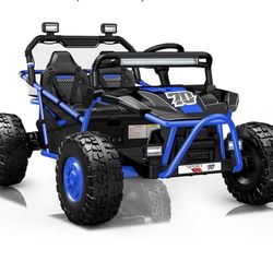 D277-36V Kids Ride On UTV, 2-Seater 400W Electric Car for Kids 6+, 5-8 MPH Speed, 14" EVA Wheels, Metal Frame, Bluetooth Music, Rear Metal Suspension 