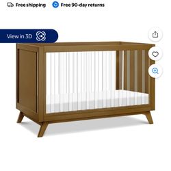 Davinci Otto 3 In 1 Crib, Walnut And Acrylic Slats. New Unopened