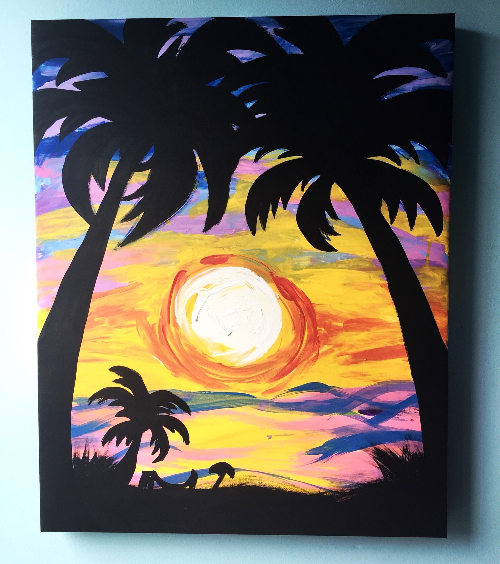 Sunset painting w palm trees