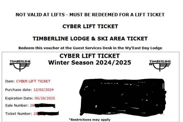 Timberline Ski Lift Day Tickets
