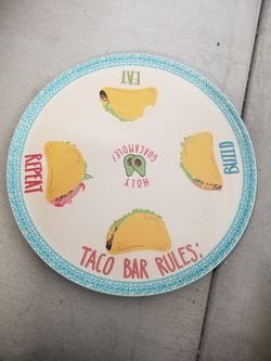 Novogratz Melamine Taco Bar Night Lazy Susan Tray Platter Round Large