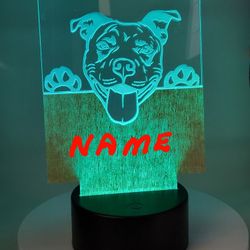 Personalized Custom Dog Breed LED Light, Night Light  Pitbull
