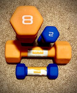 New CAP Hex Neoprene 8 Lbs and 2 Lbs Pair Dumbbell Free Weights - Set of 2 each (20 Lbs total)