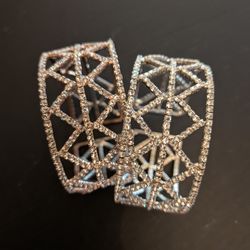 GUESS BRAND, WIDE CUFF RHINESTONE BRACELETS, ROSE GOLD AND SILVER TONE