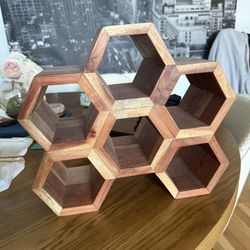 Wood honey cone wine bottle rack 