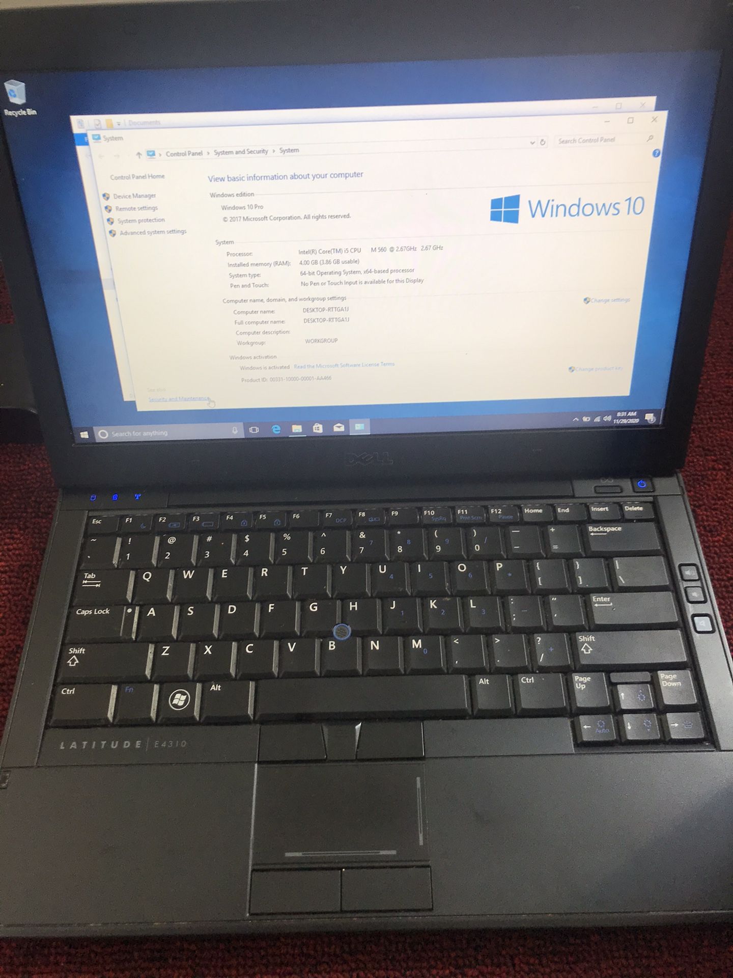 Dell Latitude E4310 Core i5 4gb Ram Windows 10