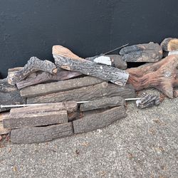  Logs Faux Fireplace Decor 