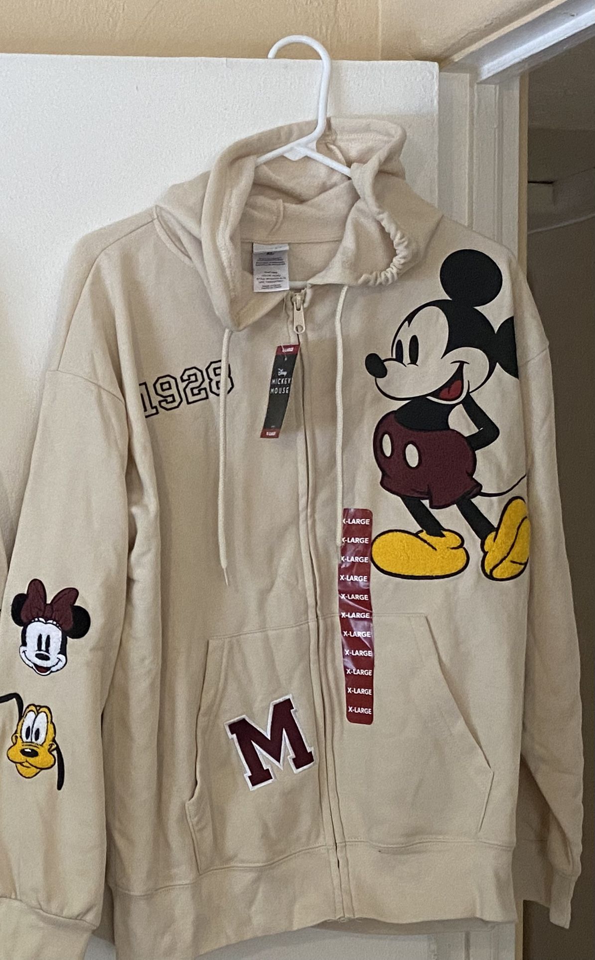NEW - One Disney Mickey Mouse Women's - Size: X-Large, Full Zip Sweatshirt Hoodie Chenille Patches For $25 - Firm price