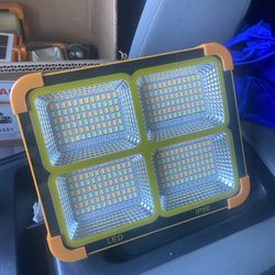 New Portable Solar LED Work Light – Rechargeable Floodlight with USB Power Bank