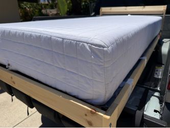 Twin pine bed frame and memory foam mattress