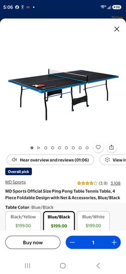 MD Sports Official Size Ping Pong Table Tennis Table, 4 Piece Foldable