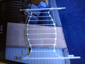 Vtg White Iron and Brass Headboard Full/Queen