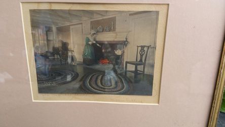 SIGNED VINTAGE CIRCA 1915-25 WALLACE NUTTING "THE CUP THAT CHEERS" FRAMED