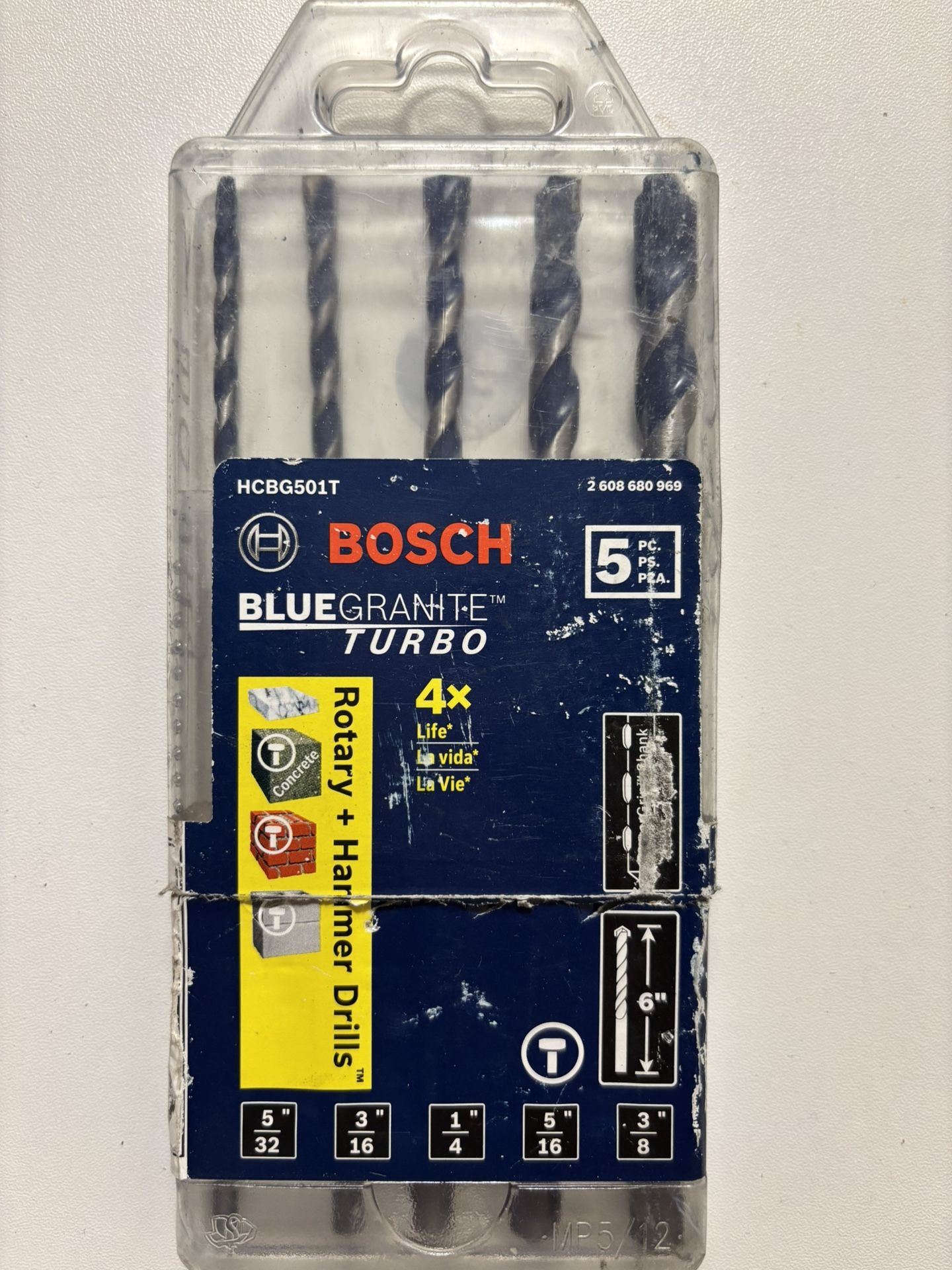 Bosch 5-piece BlueGranite Turbo Carbide Hammer Drill Bit Set