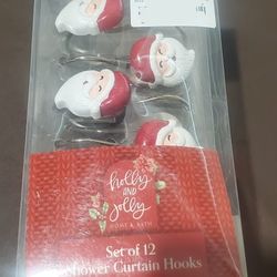 Set of 12 Santa Claus-themed Shower Curtain Hooks