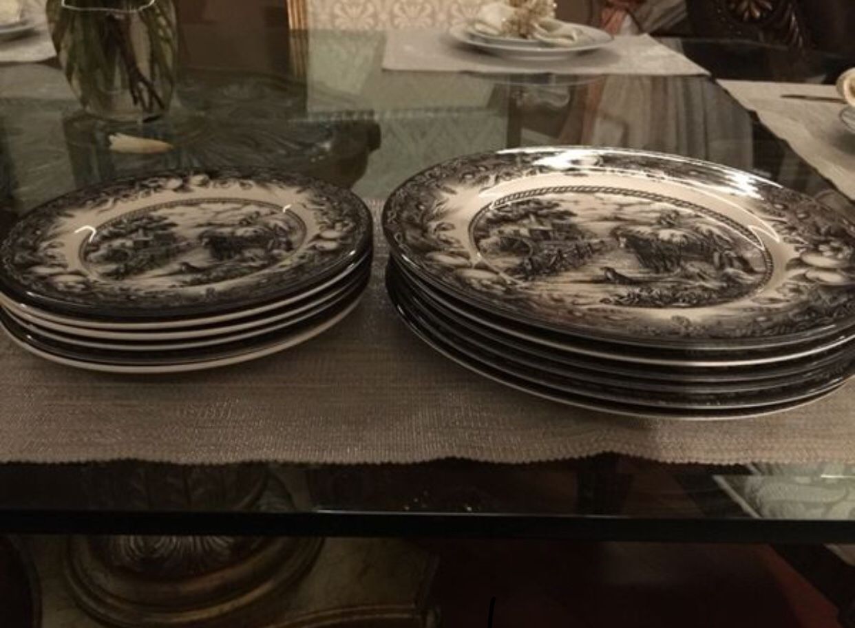 English Royal Stafford Earthenware Hayride plates