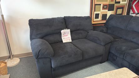 Dark Blue Corduroy Loveseat Sofa - One last set left
