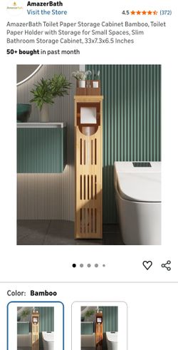 Slim Bathroom Storage Cabinet Bamboo Organizer