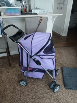 Purple Pet Stroller with Cup Holder