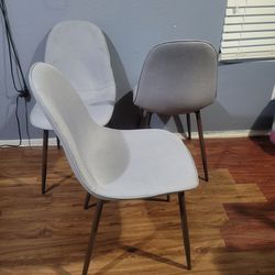 3 Modern Grey Upolstery Chairs Metal Legs $30 All 3