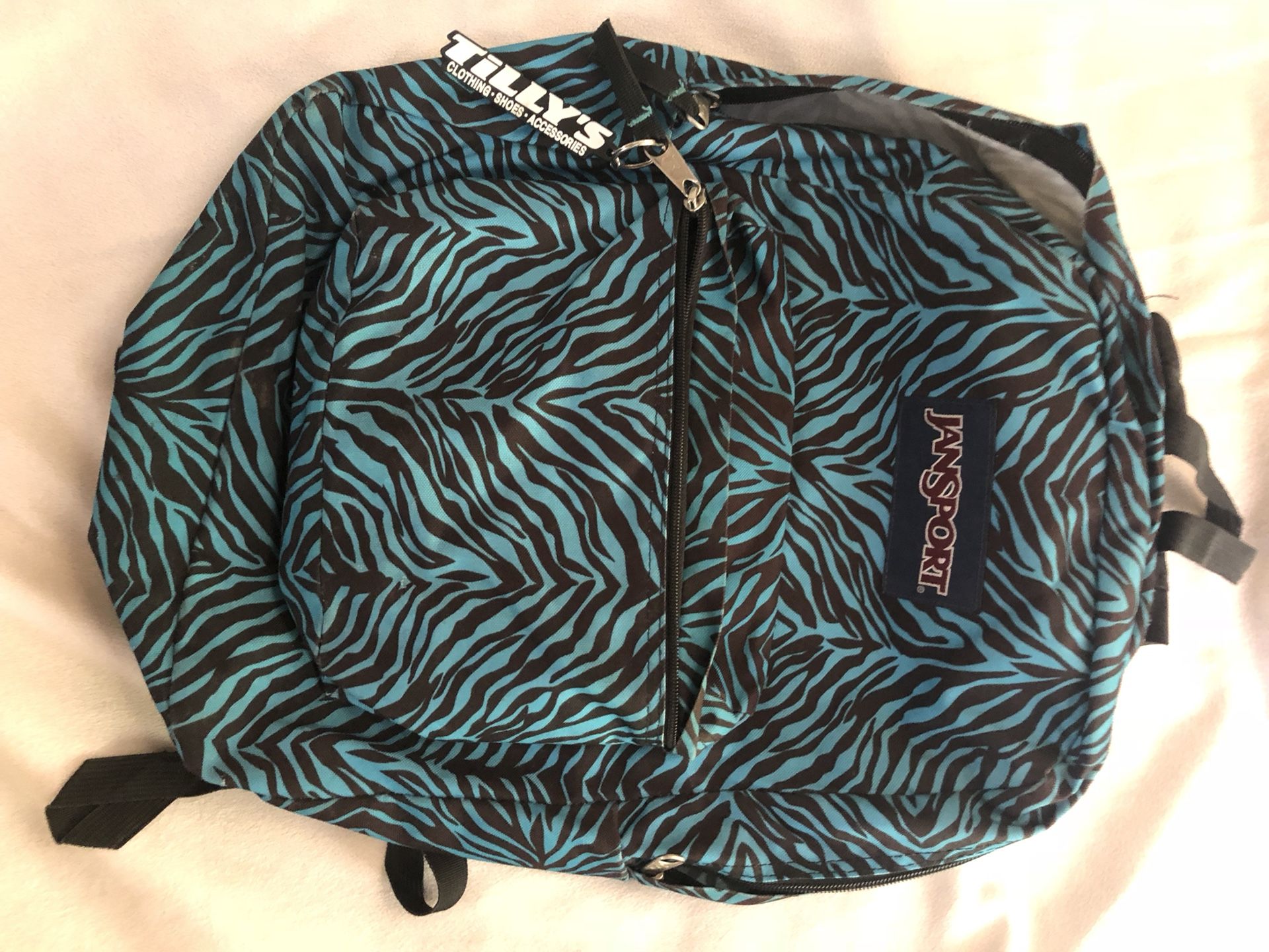 Tillys Jansport Blue Zebra backpack like new