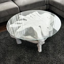 White Wood Slab Table (Without Glass)