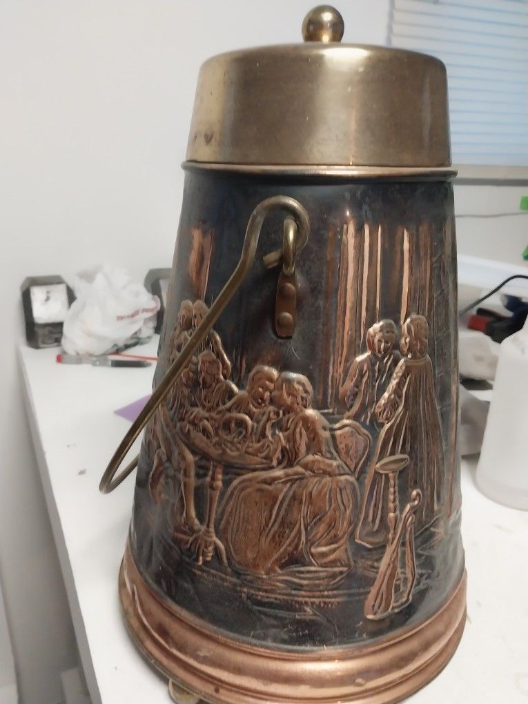 Fireplace Kindling Decorative Container Brass And Copper