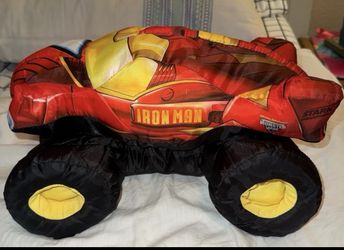 Marvel Iron Man Monster Jam plush truck pillow Excellent pre owned condition